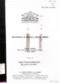 REVOLUTION IN MILITARY AFFAIRS (RMA) PAPER 2 RMA - ARMY TRANSFORMATION: MILITARY AFFAIRS