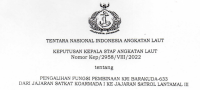Pengalihan Fungsi Pembinaan KRI Barakuda Ke Satrol Lantamal III